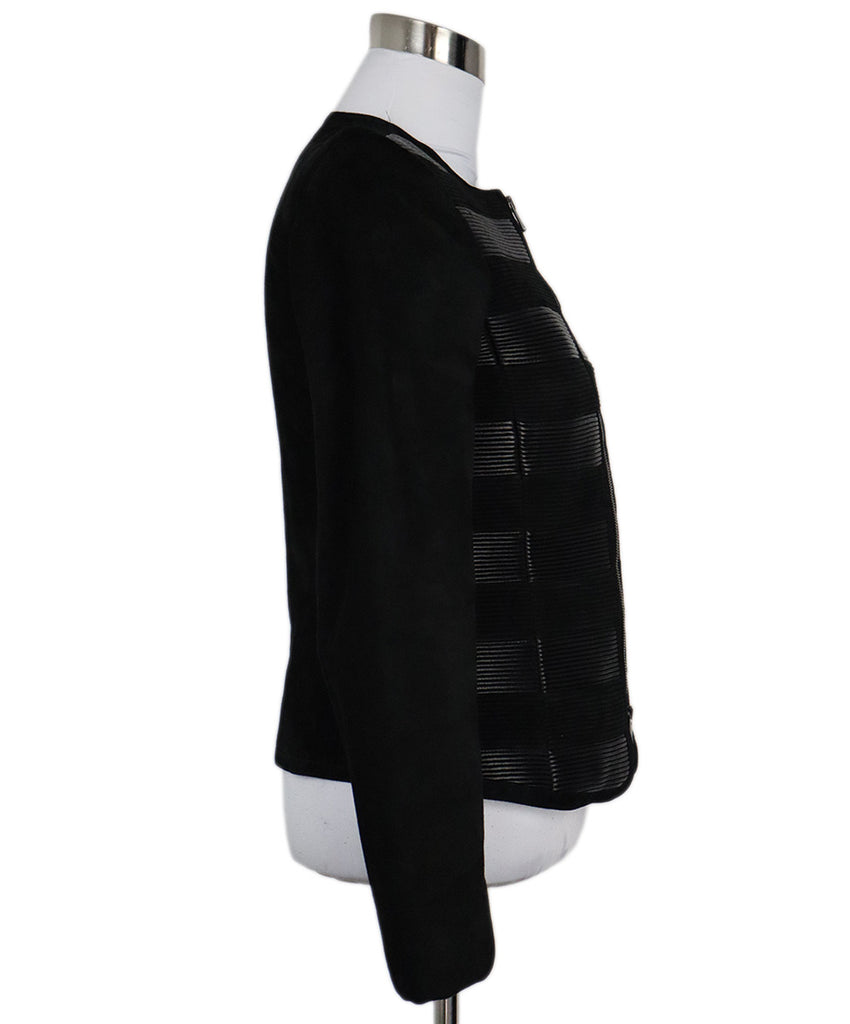 Armani Collezioni Black Suede Striped Blazer 1