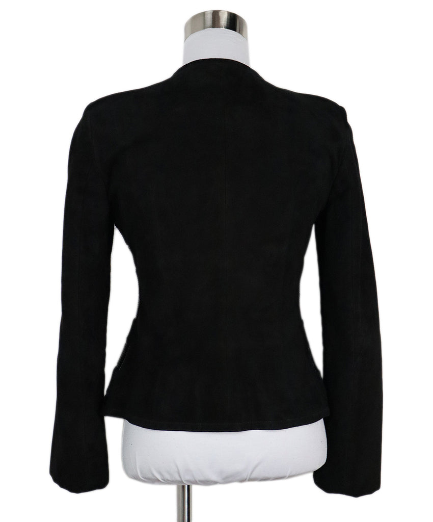 Armani Collezioni Black Suede Striped Blazer 2