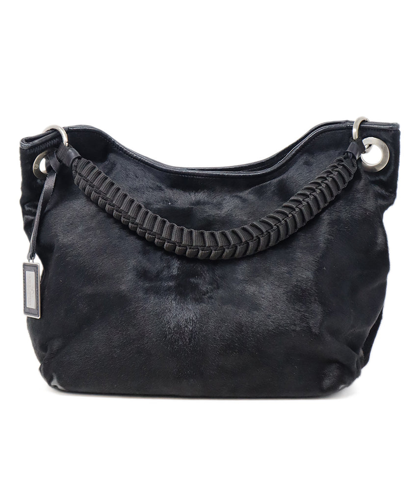 Giorgio Armani Black Calf Hair Shoulder Bag 