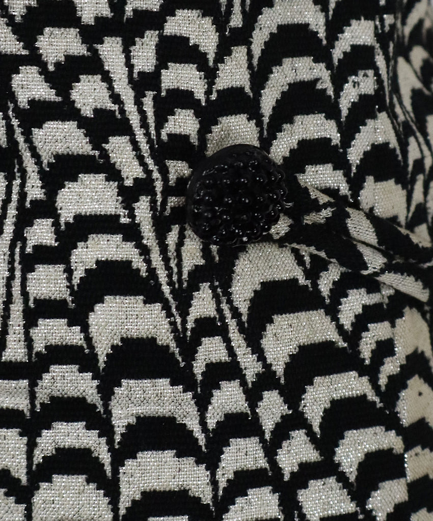 Vintage Metallic B&W Print Wool Skirt 3