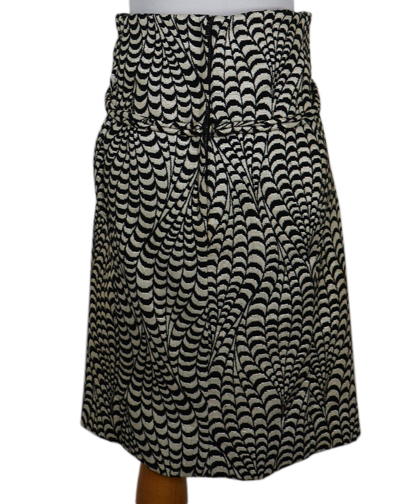 Vintage Metallic B&W Print Wool Skirt 2