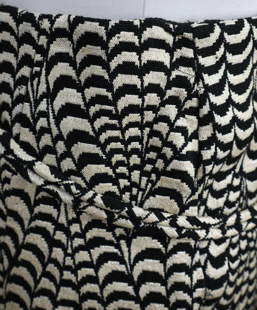 Vintage Metallic B&W Print Wool Skirt 4