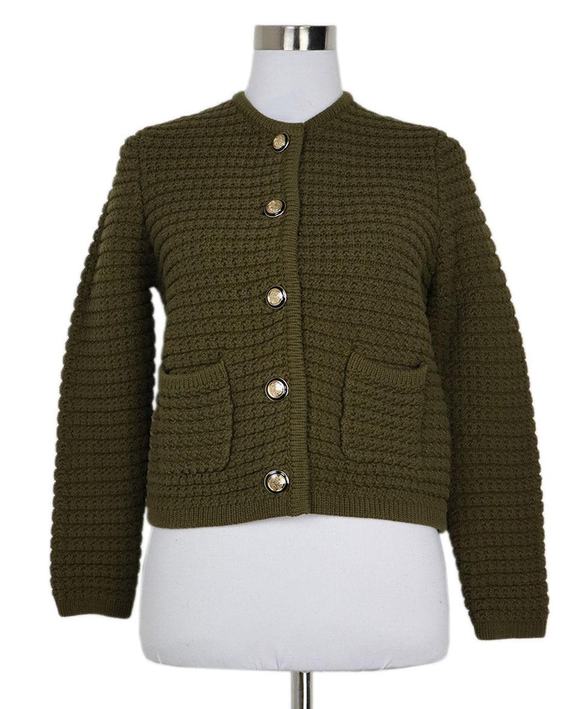 Ba&sh Olive Green Cotton Cardigan 