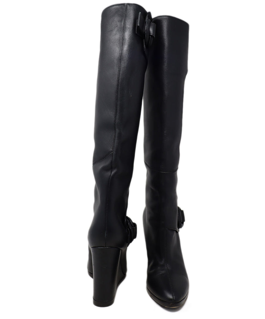 Balenciaga Black Leather Buckle Wedge Boots 2