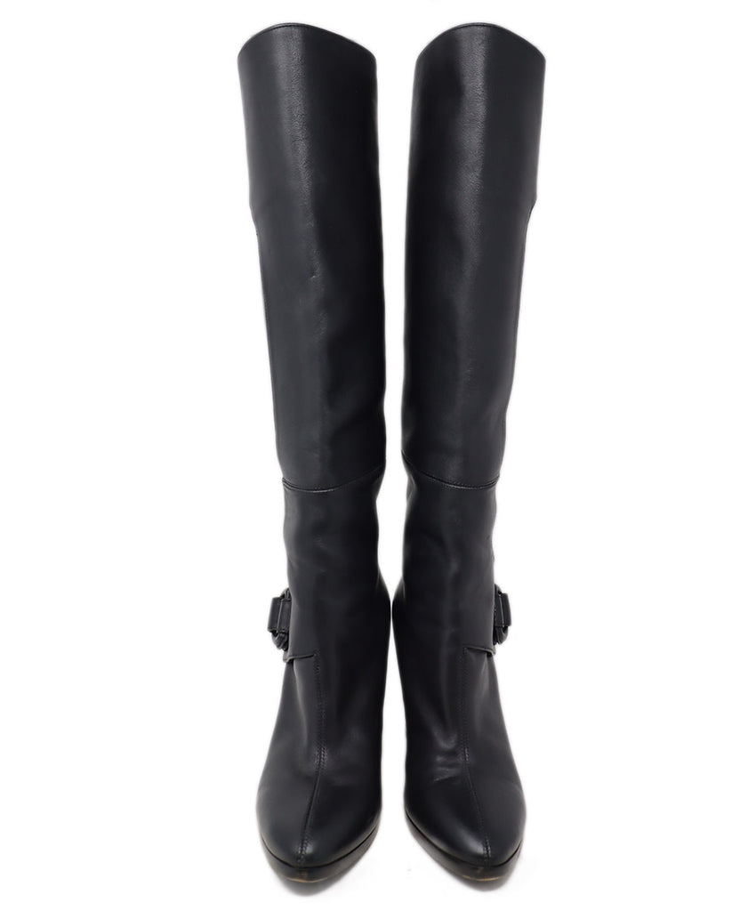 Balenciaga Black Leather Buckle Wedge Boots 3