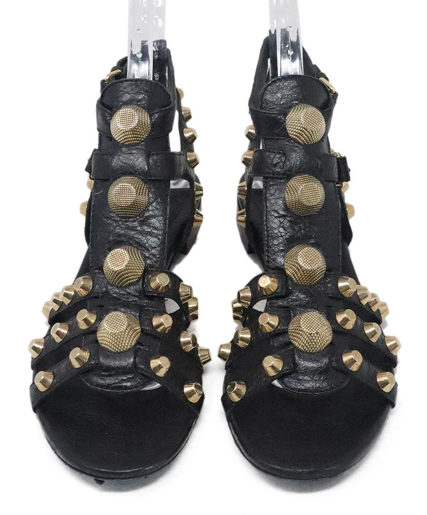Balenciaga Black Leather Sandals w/ Grommet sz 8 - Michael's Consignment NYC
