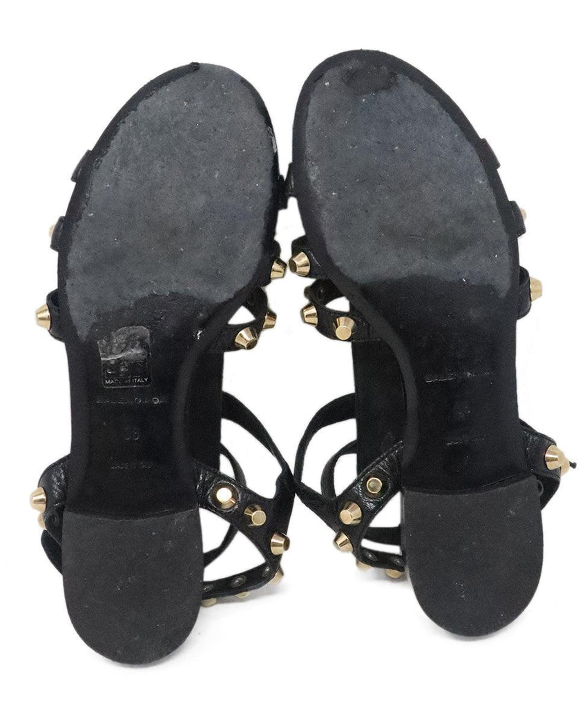 Balenciaga Black Leather Sandals w/ Grommet sz 8 - Michael's Consignment NYC