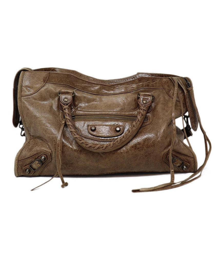 Balenciaga Brown Distressed Leather City Bag 