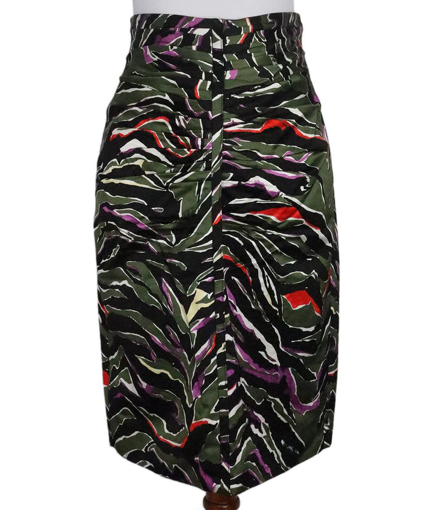 Balenciaga Green & Multicolor Print Skirt sz 2 - Michael's Consignment NYC