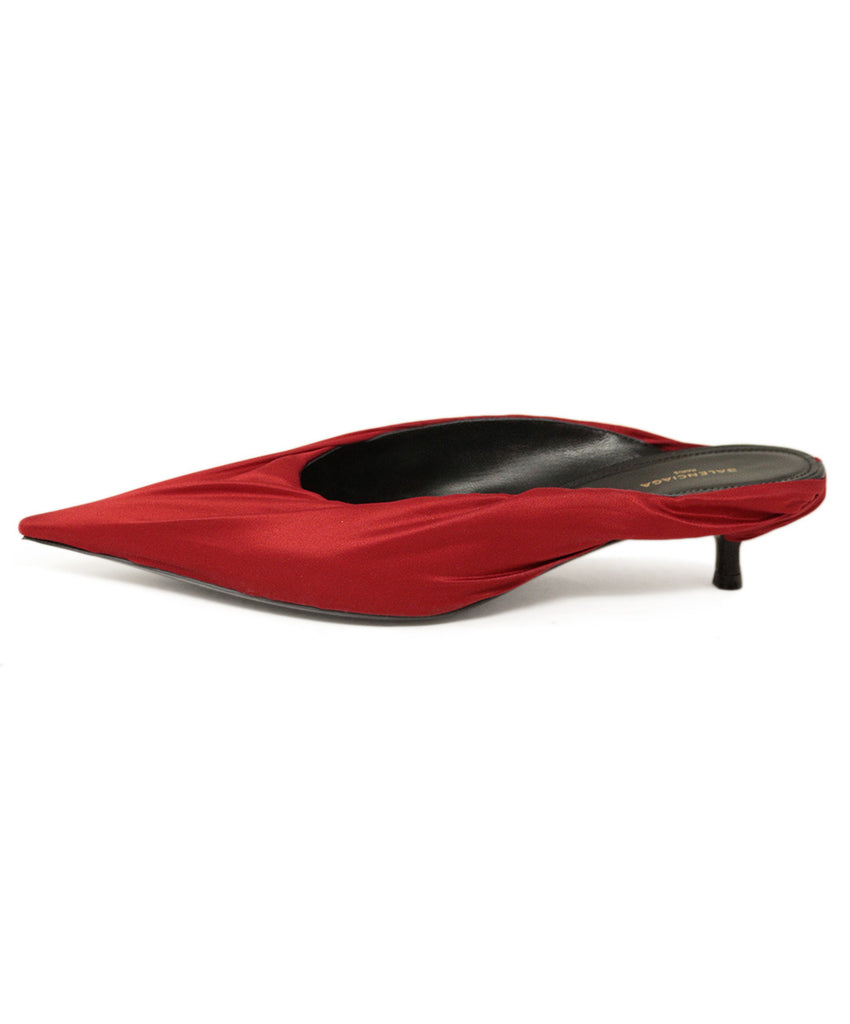 Balenciaga Red Satin Mule Heels 1