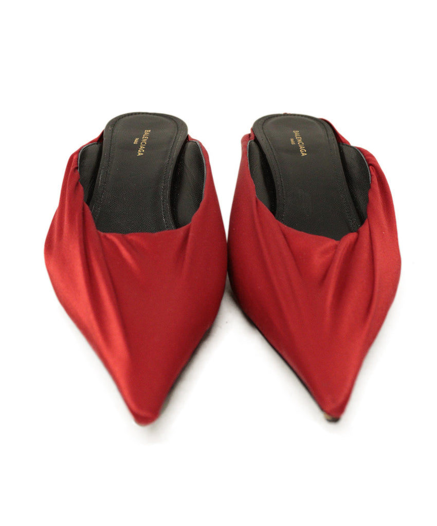 Balenciaga Red Satin Mule Heels 3