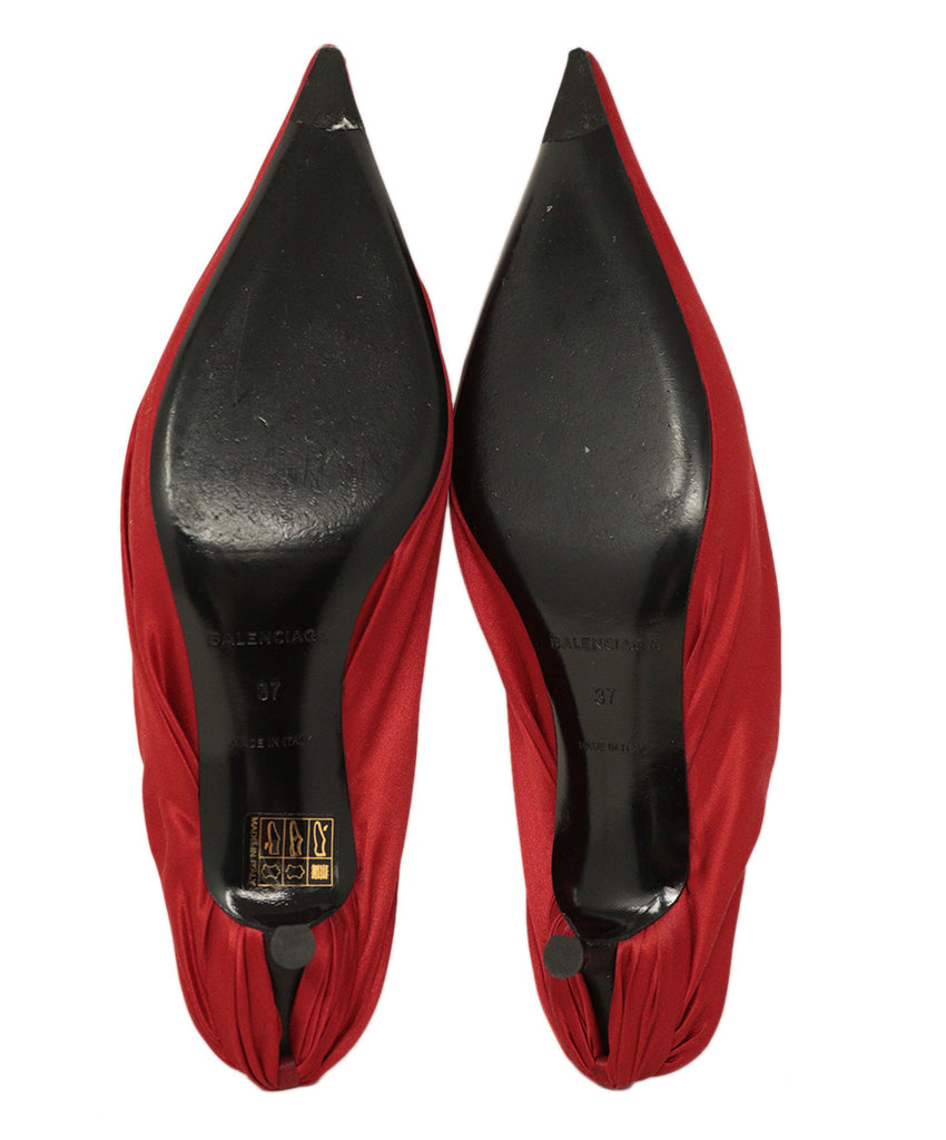 Balenciaga Red Satin Mule Heels 4