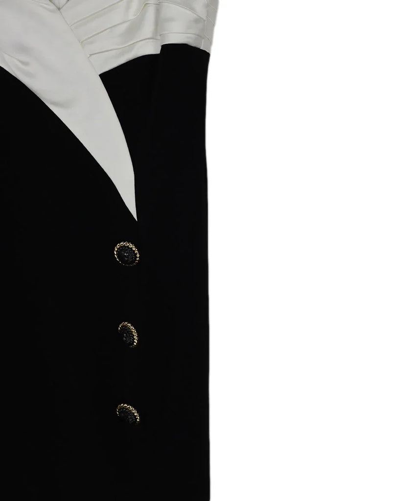 Balmain B&W Crepe Evening Dress sz 4 - Michael's Consignment NYC