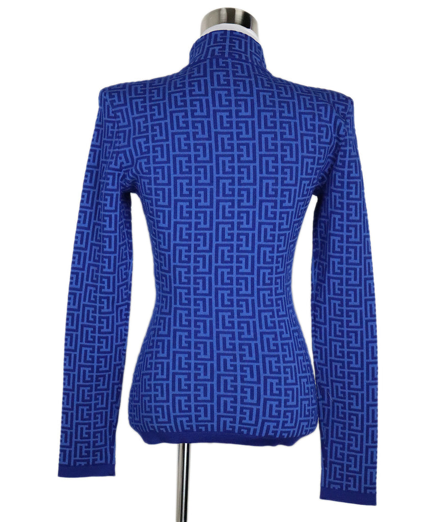 Balmain Blue Monogram Print Turtleneck 2