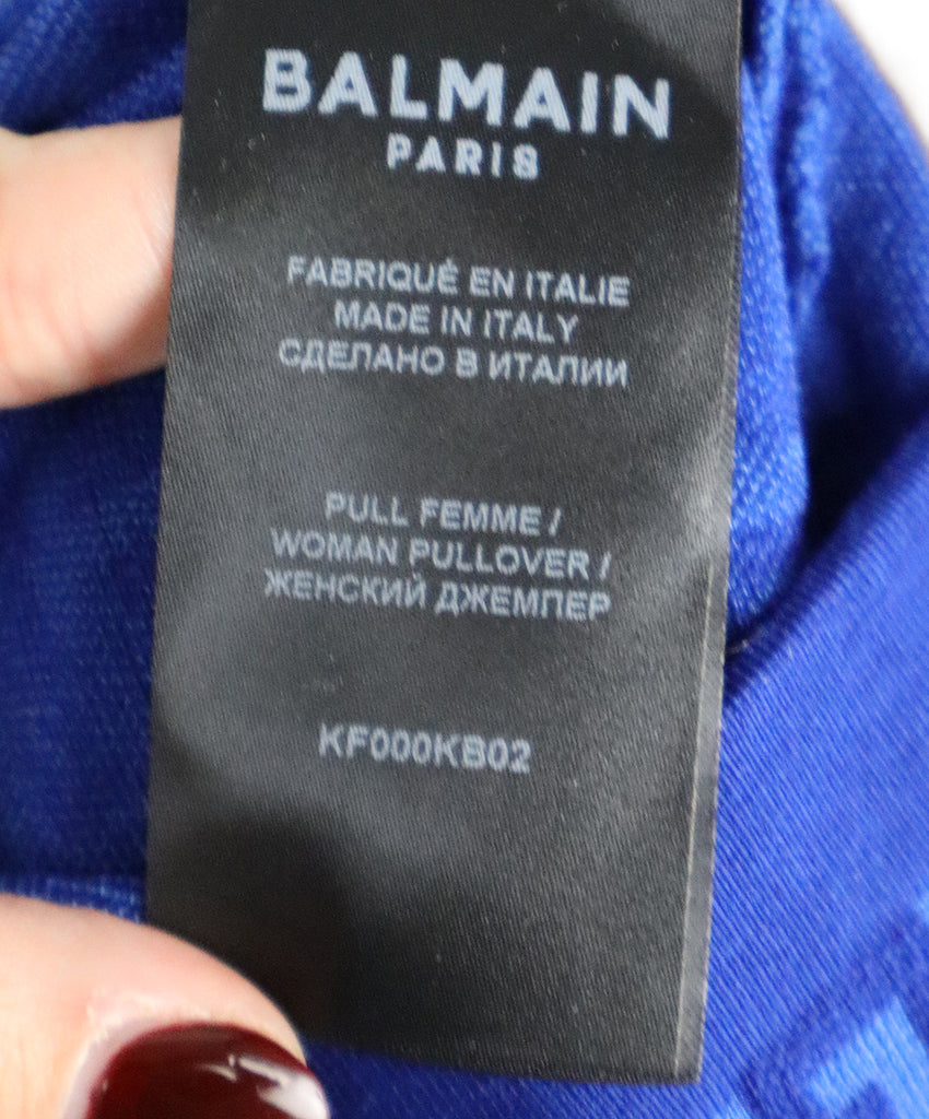 Balmain Blue Monogram Print Turtleneck 3