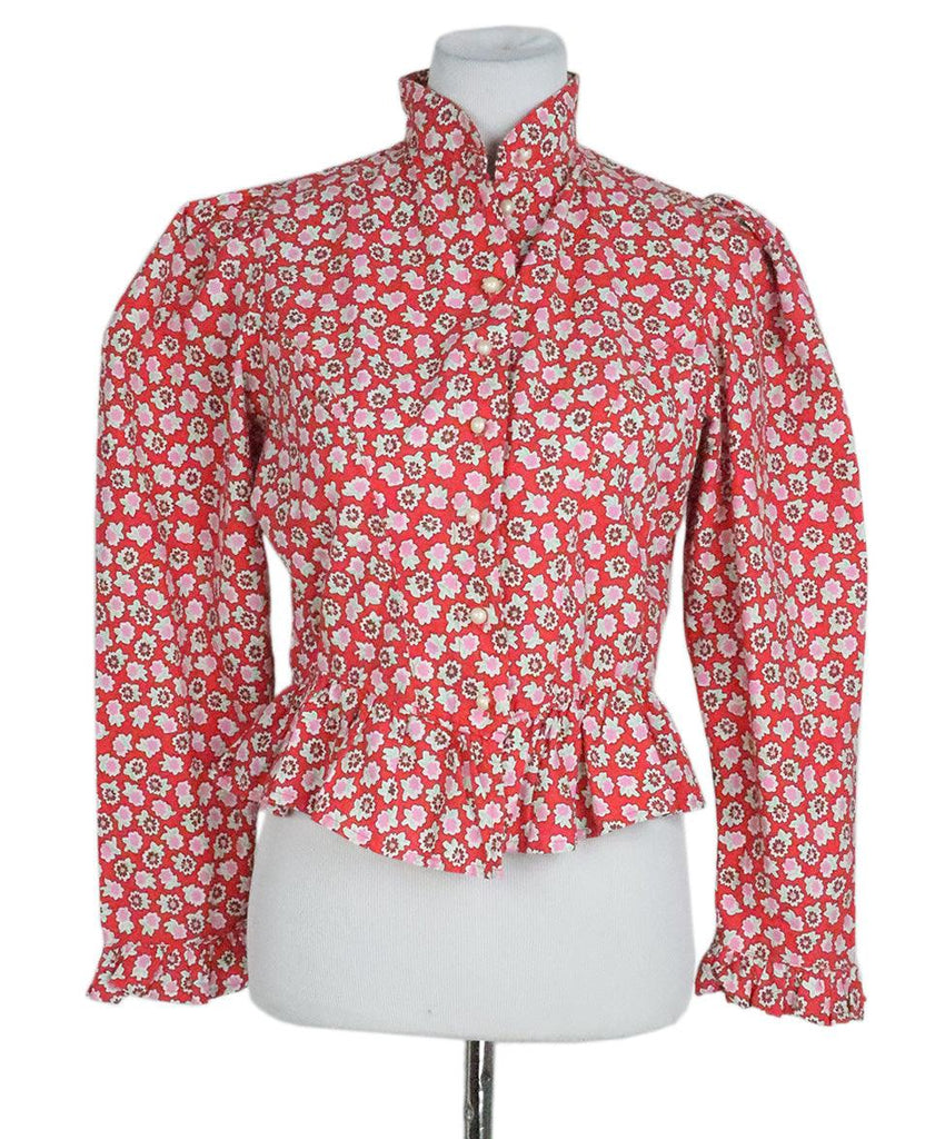 Batsheva Red & Pink Floral Print Top sz 6 - Michael's Consignment NYC