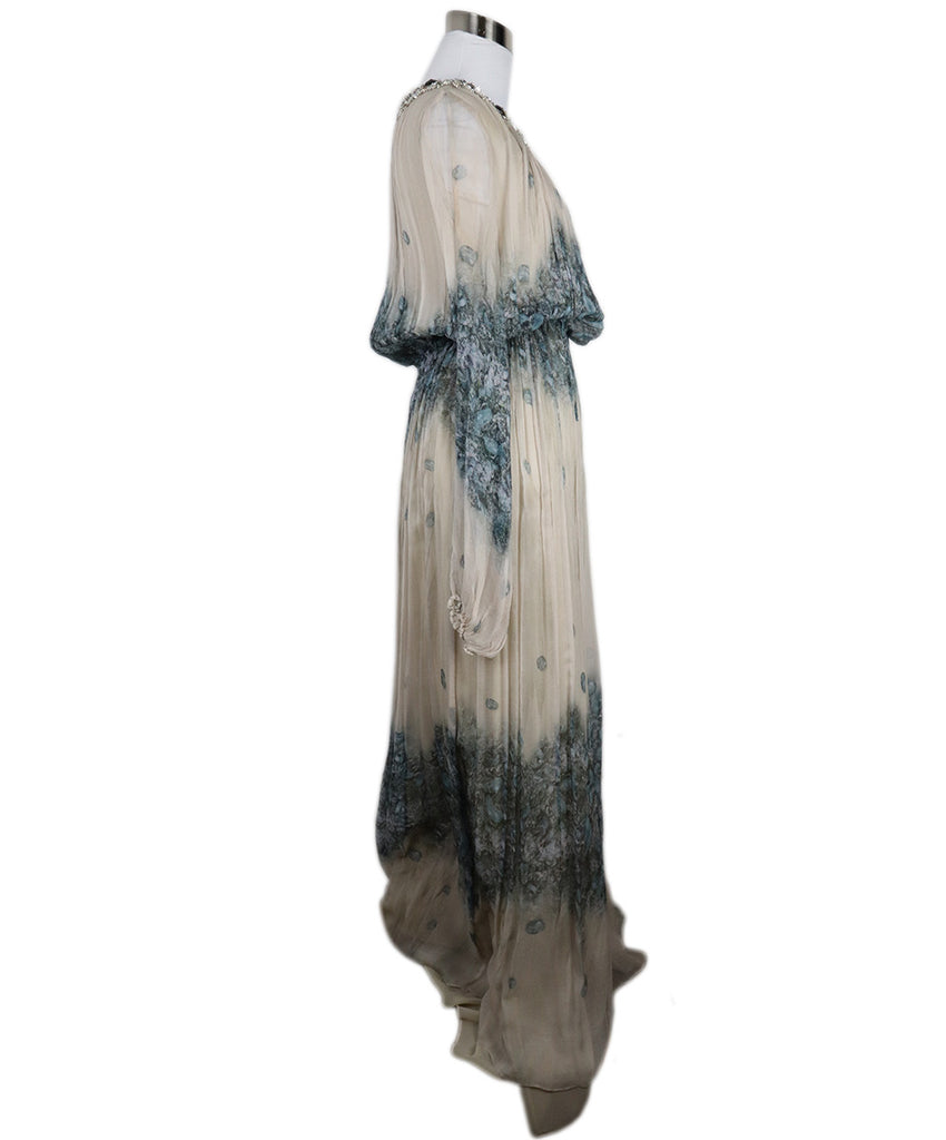 Beccaria Silk Floral Print Beaded Evening Dress 1