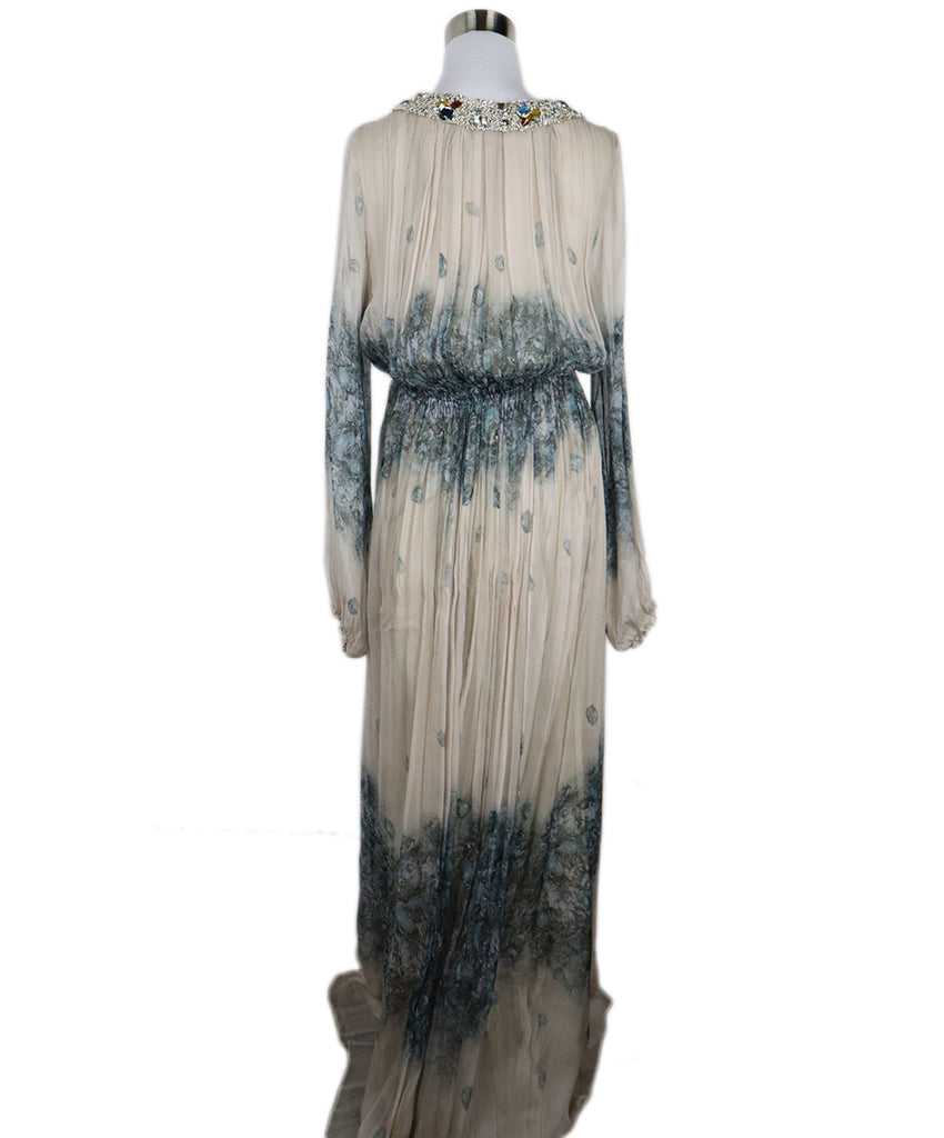 Beccaria Silk Floral Print Beaded Evening Dress 2