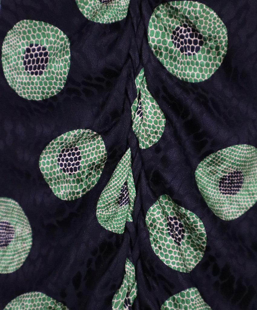 Vintage Black & Green Print Silk Top 3
