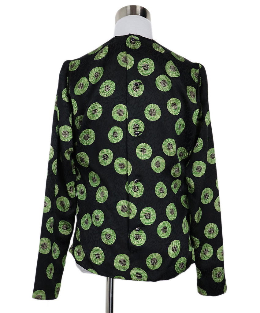 Vintage Black & Green Print Silk Top 2