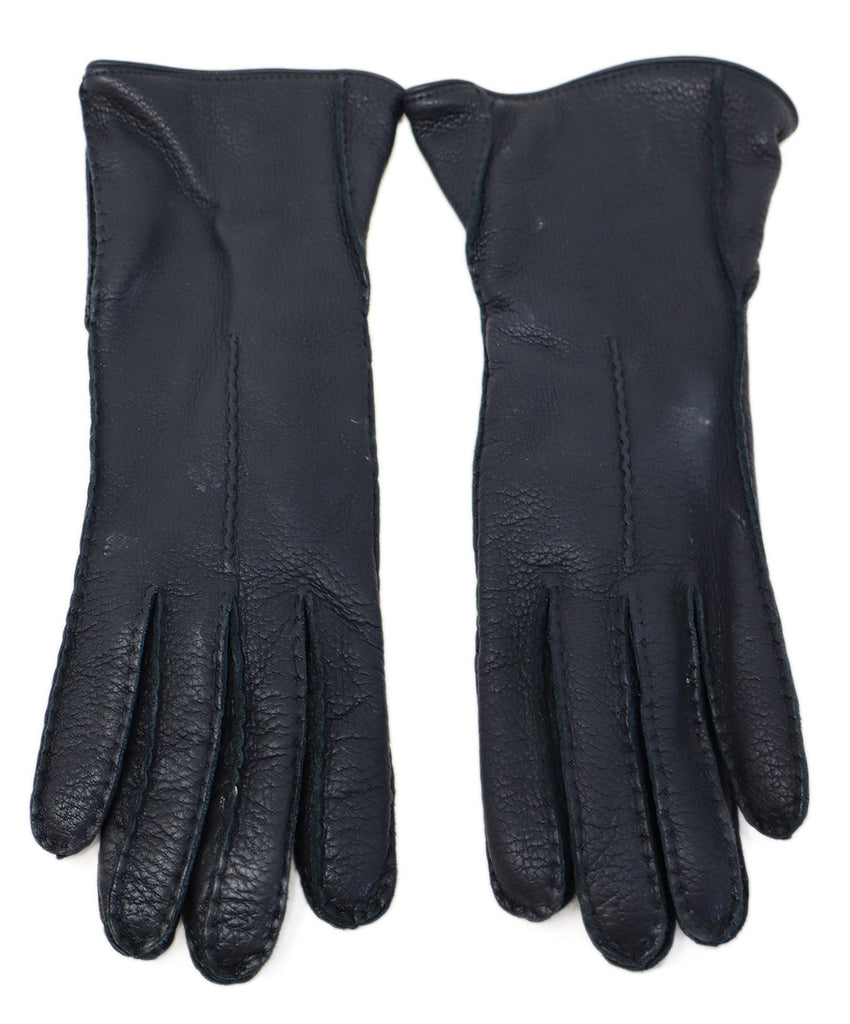 Black Leather & Cashmere Gloves 