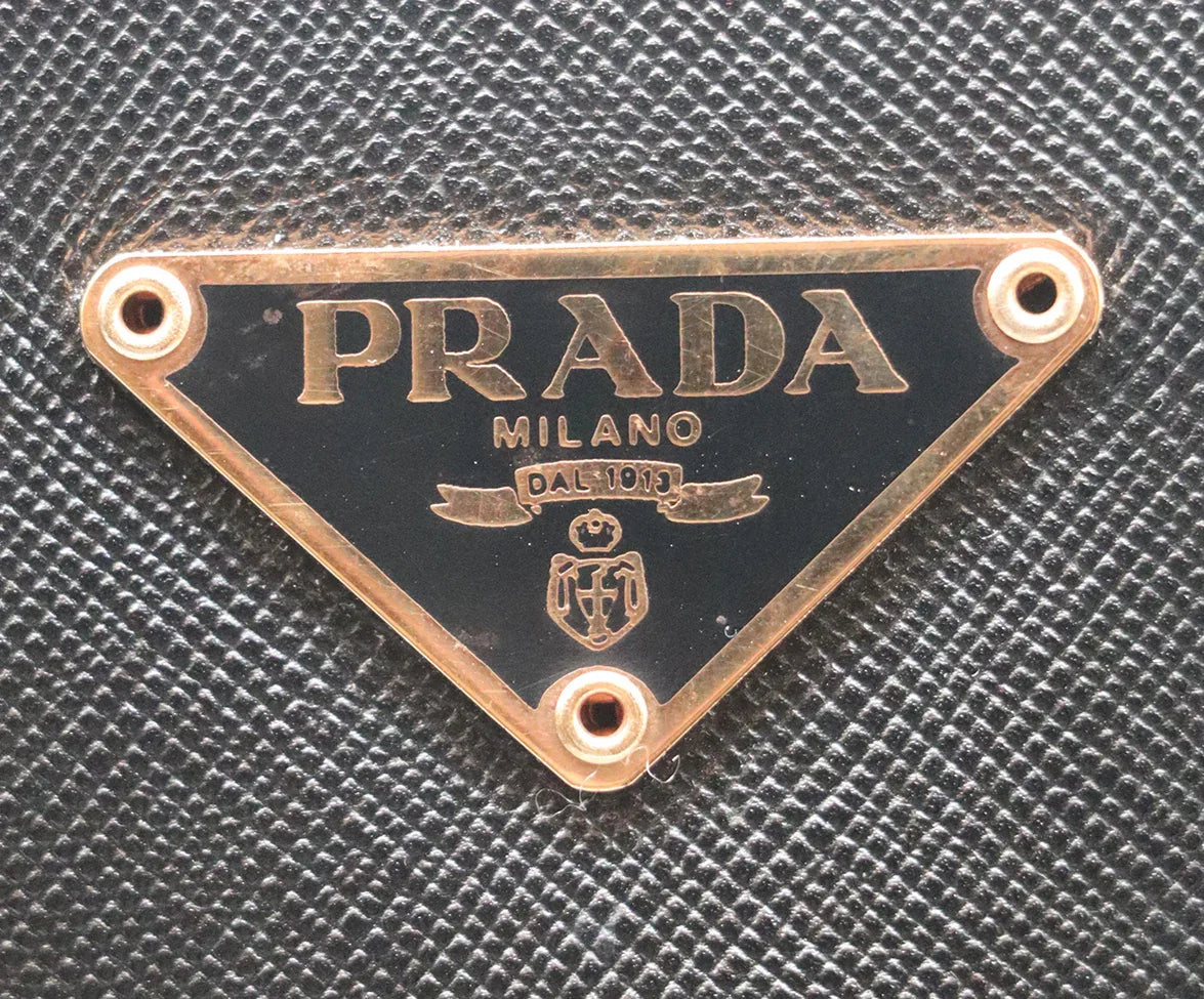 Prada Black Leather Gold Hardware Handbag l Michael's Luxury