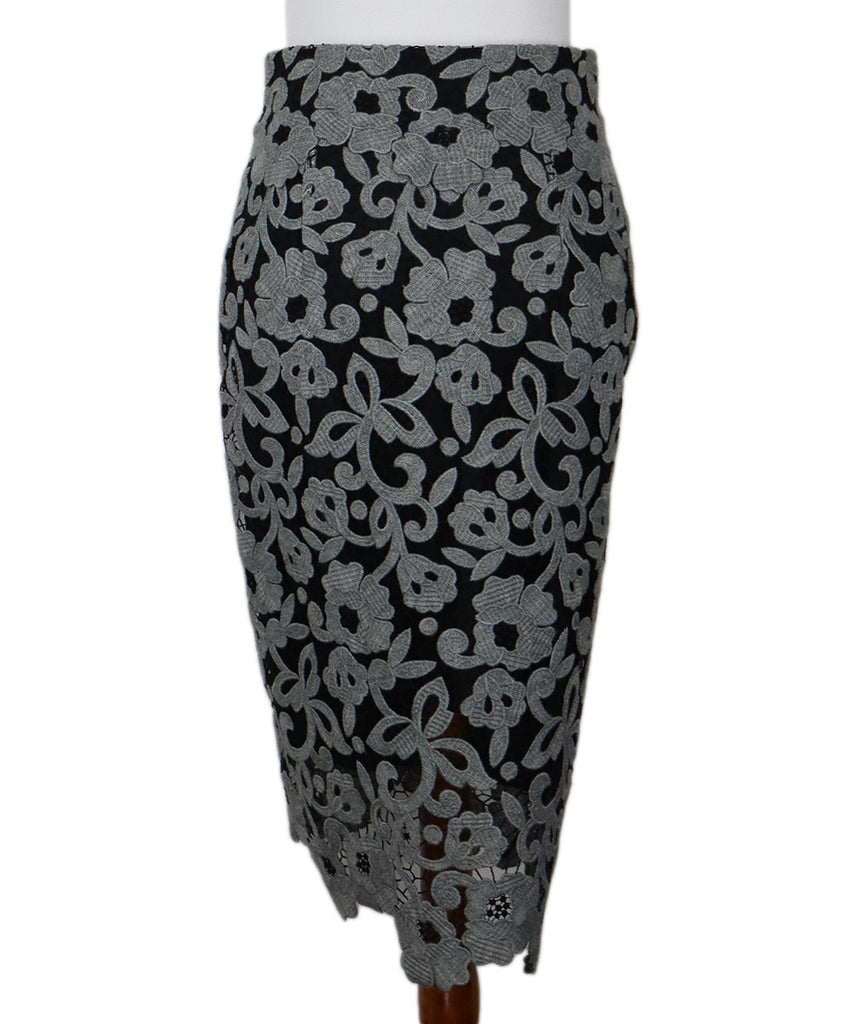 Blumarine Black & Grey Embroidered Skirt 