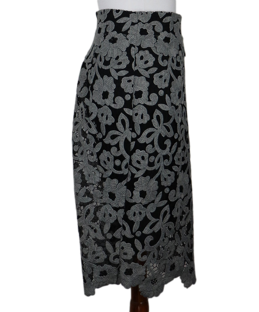 Blumarine Black & Grey Embroidered Skirt 1