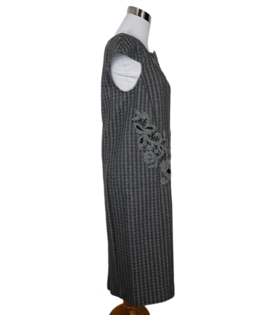 Blumarine Grey Wool Floral Embroidery Dress 1