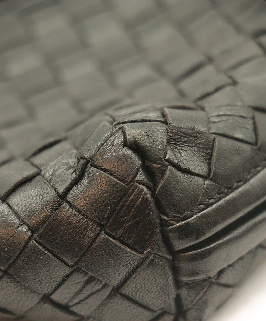 Bottega Veneta Vintage Black Woven Leather Crossbody 11