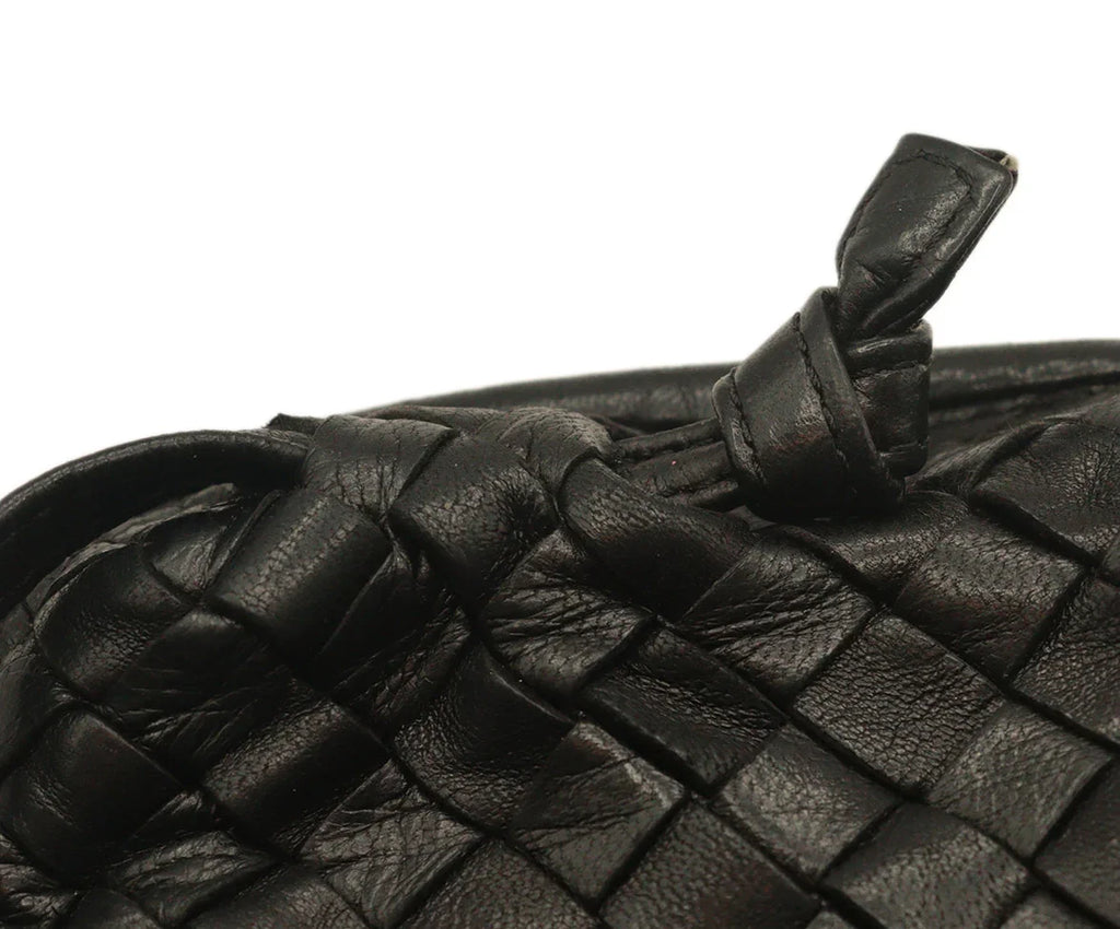 Bottega Veneta Vintage Black Woven Leather Crossbody 13