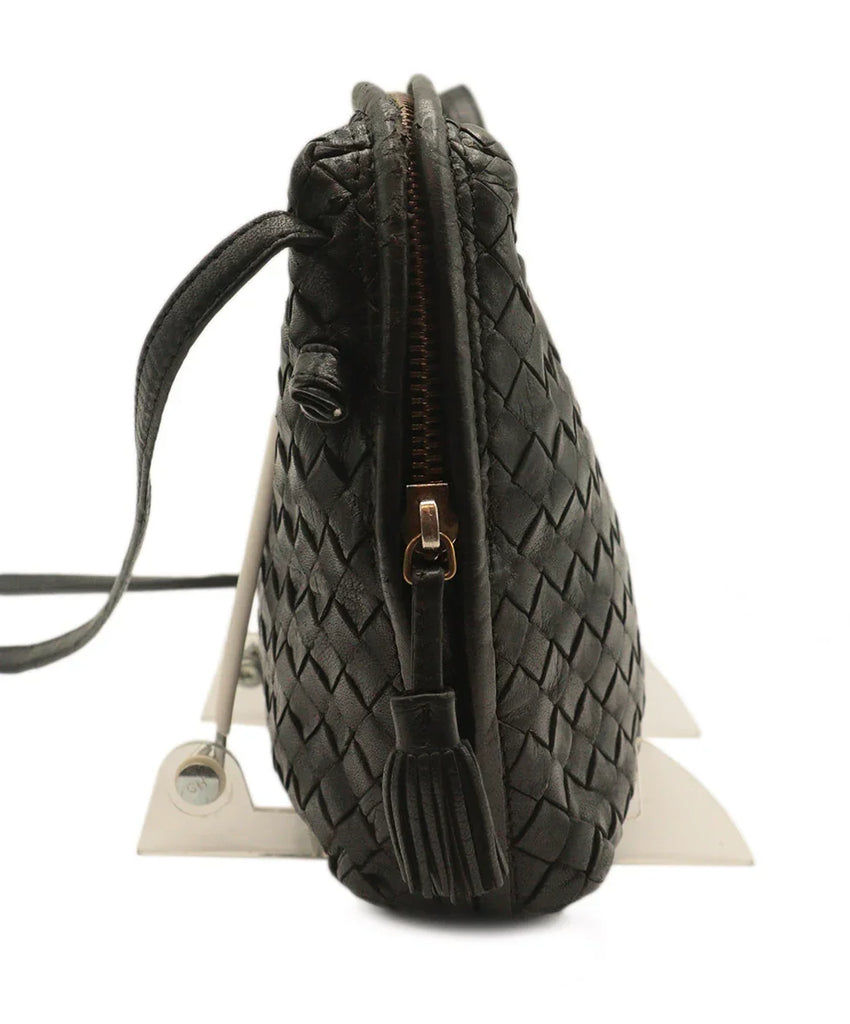 Bottega Veneta Vintage Black Woven Leather Crossbody 4