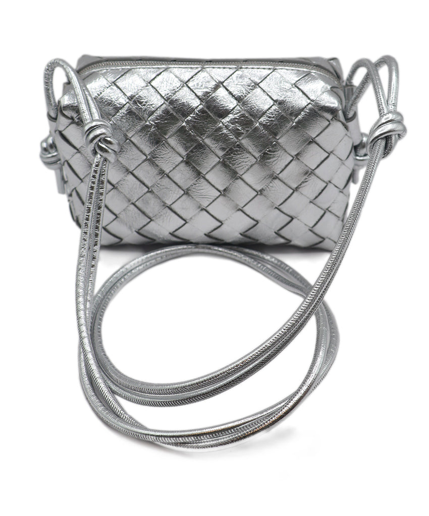Bottega Veneta Metallic Woven Leather Bag 