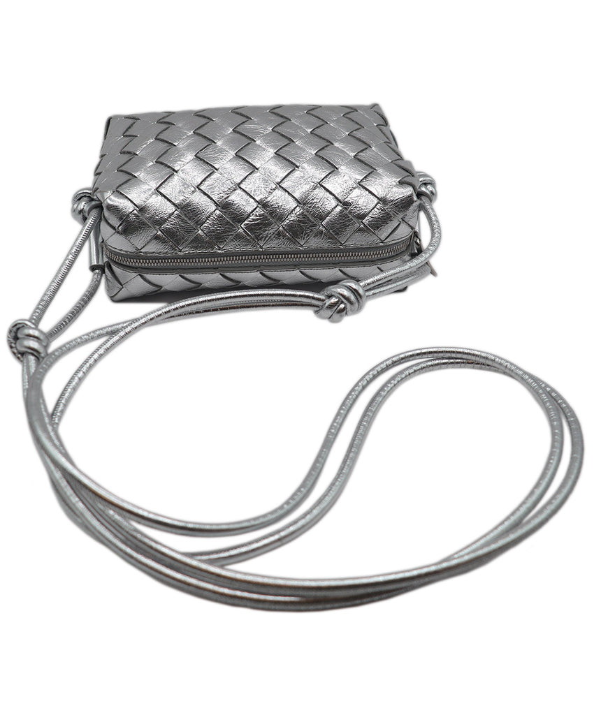 Bottega Veneta Metallic Woven Leather Bag 4