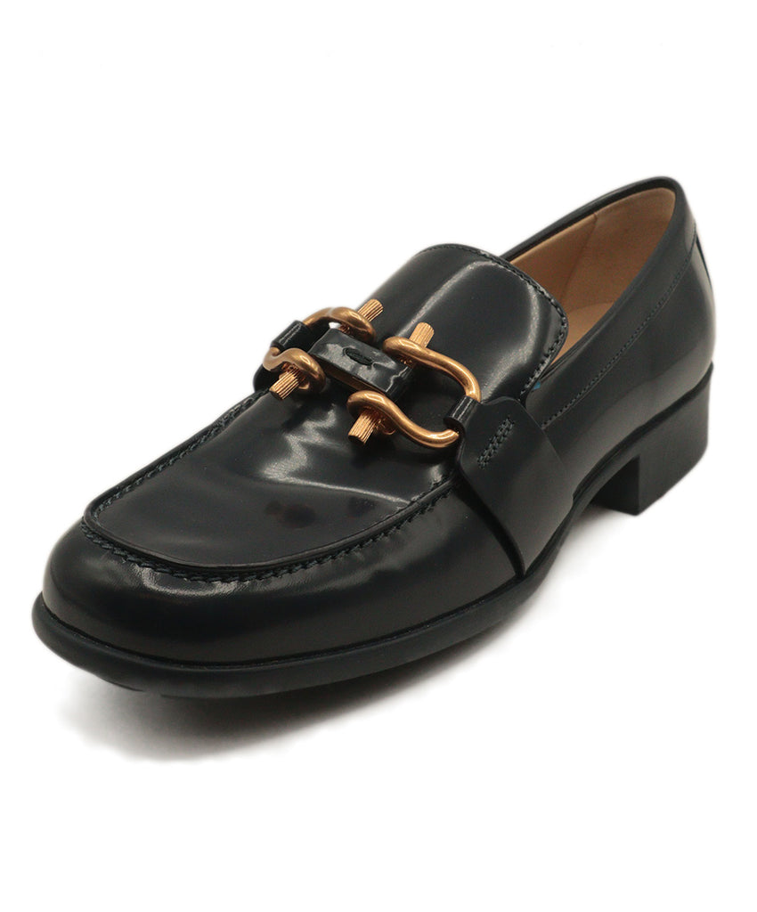 Bottega Veneta Navy Leather With Gold Hardware Loafers 