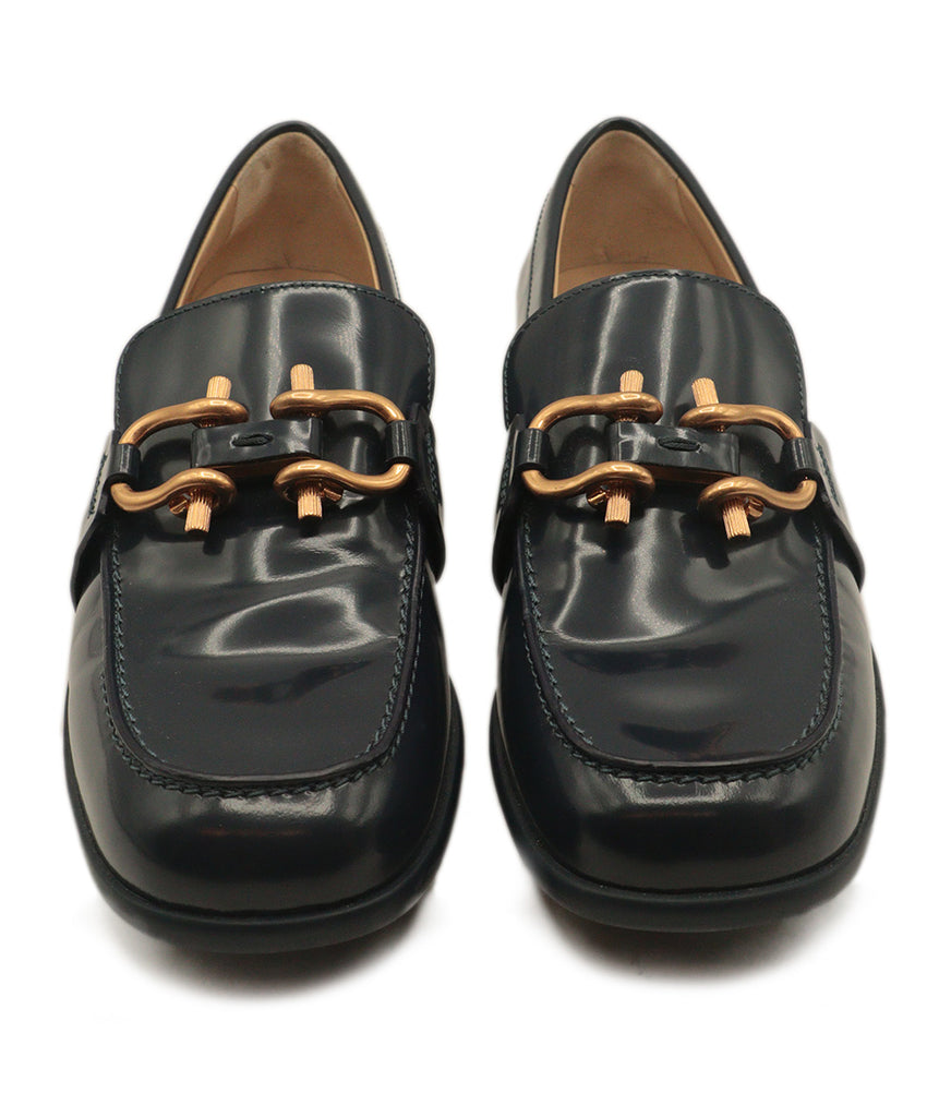 Bottega Veneta Navy Leather With Gold Hardware Loafers 3