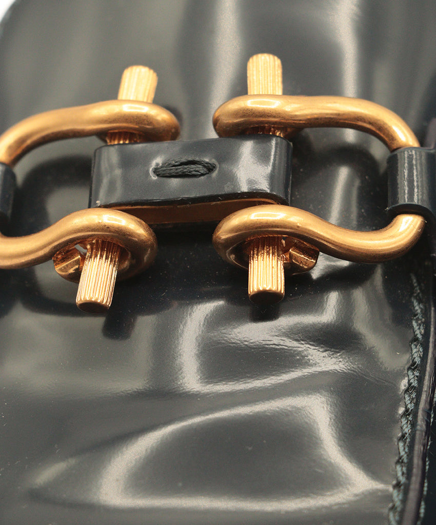 Bottega Veneta Navy Leather With Gold Hardware Loafers 7