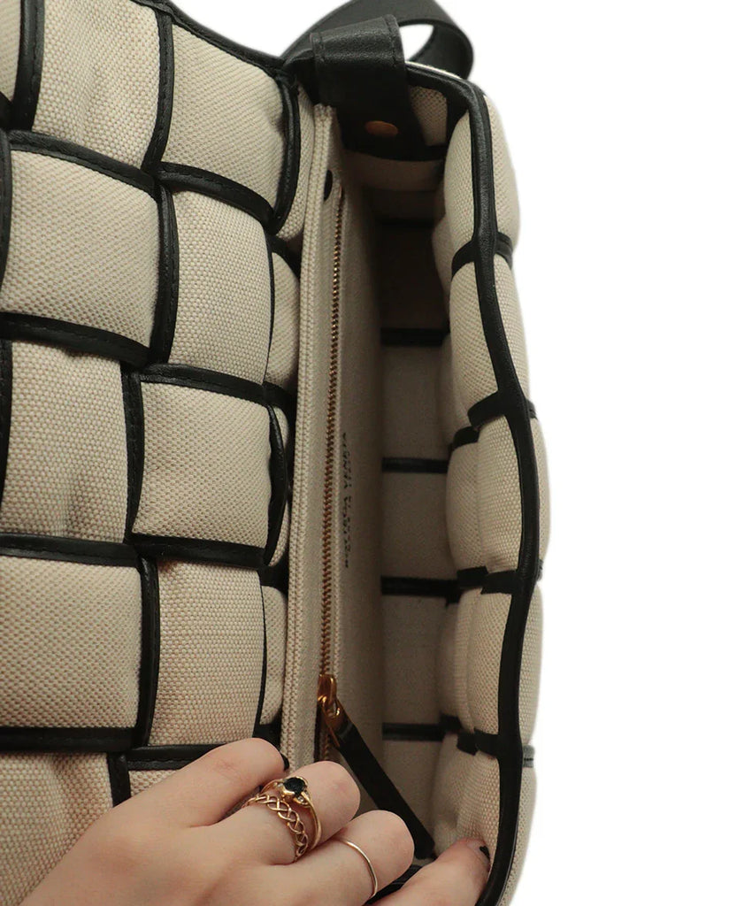 Bottega Veneta Ivory & Black Padded Cassette Bag - Michael's Consignment NYC