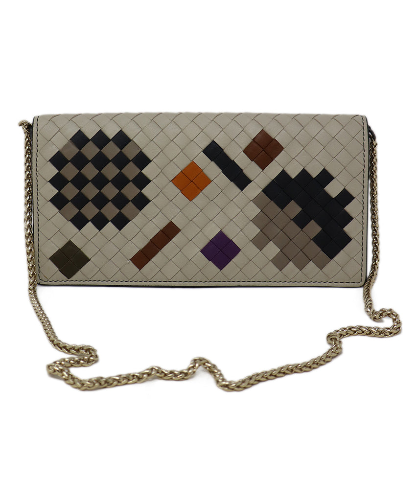 Bottega Veneta Grey Woven Leather Wallet on Chain 