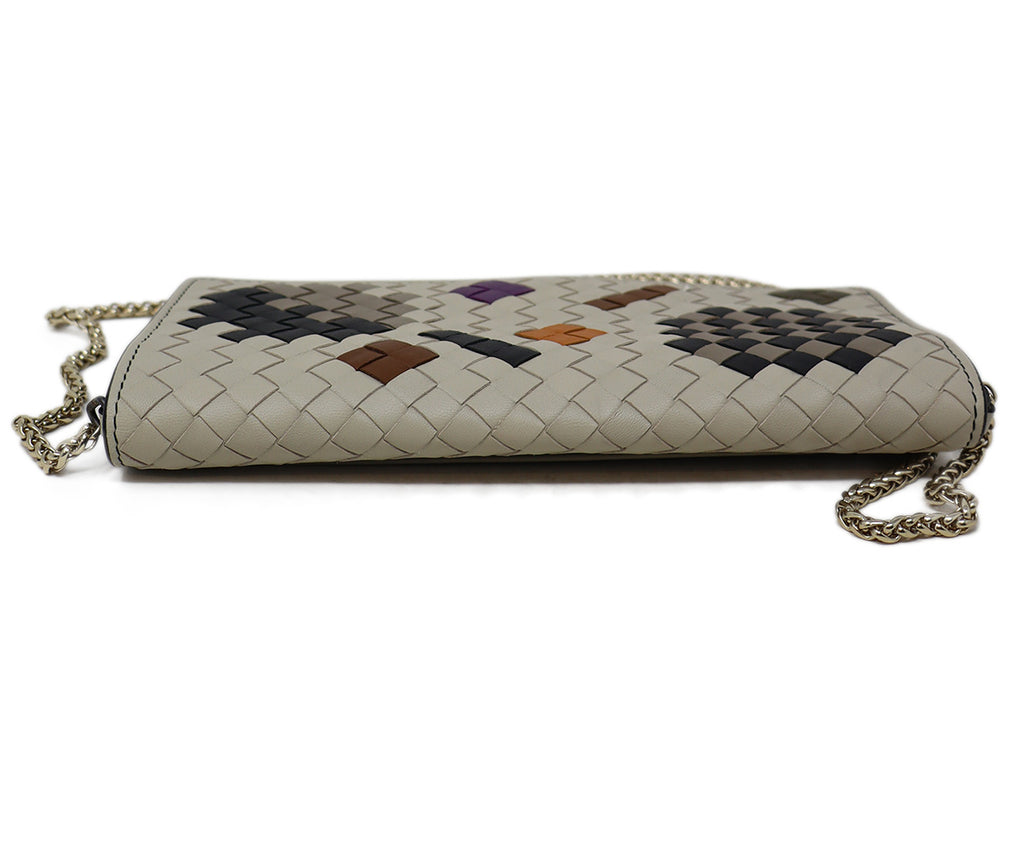 Bottega Veneta Grey Woven Leather Wallet on Chain 4
