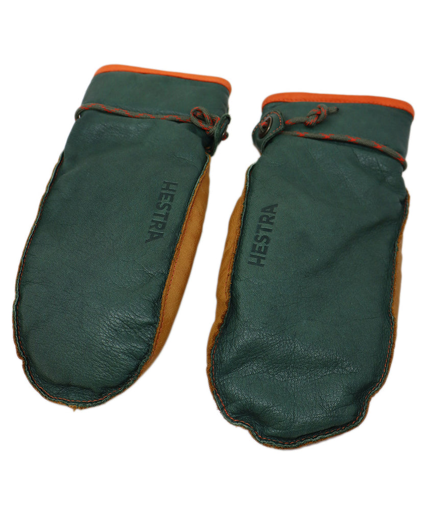 Brown Tan & Green Leather Gloves 