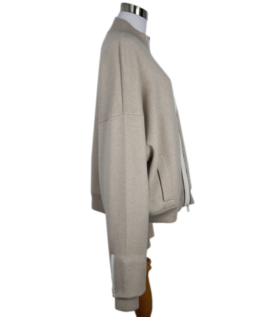 Brunello Cucinelli Beige Cashmere Zip Up Sweater 1