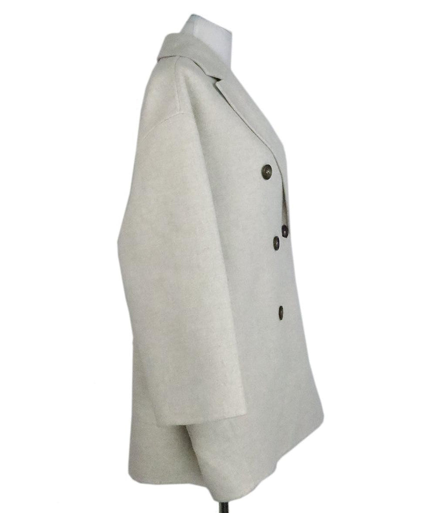 Brunello Cucinelli Beige & Grey Cashmere Coat sz 14 - Michael's Consignment NYC