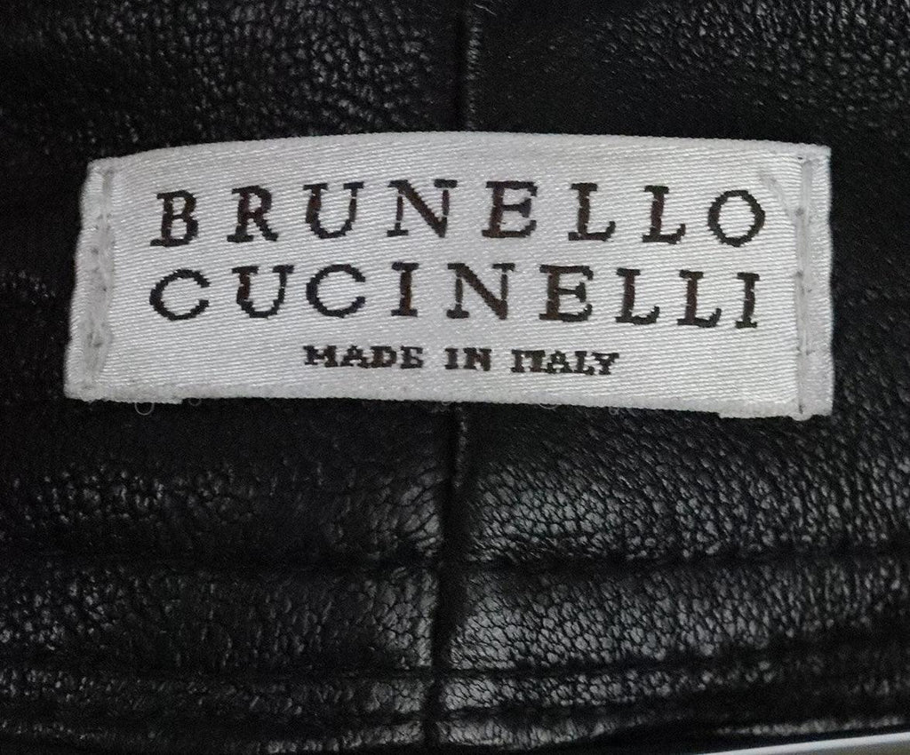 Brunello Cucinelli Black Leather Pants sz 4 - Michael's Consignment NYC
