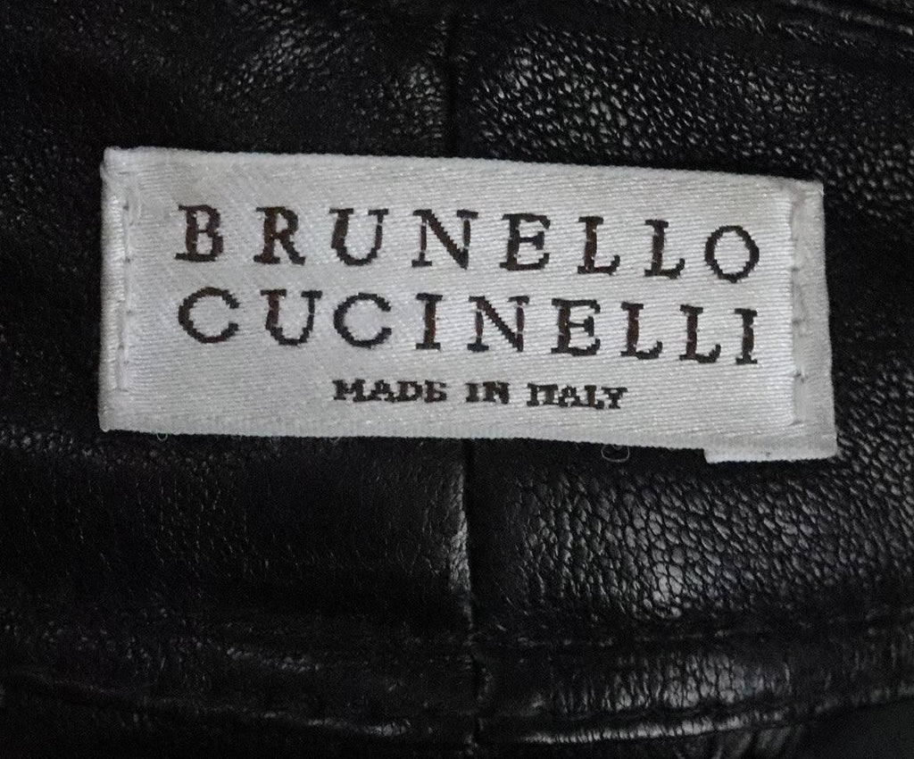 Brunello Cucinelli Black Leather Pants sz 2 - Michael's Consignment NYC