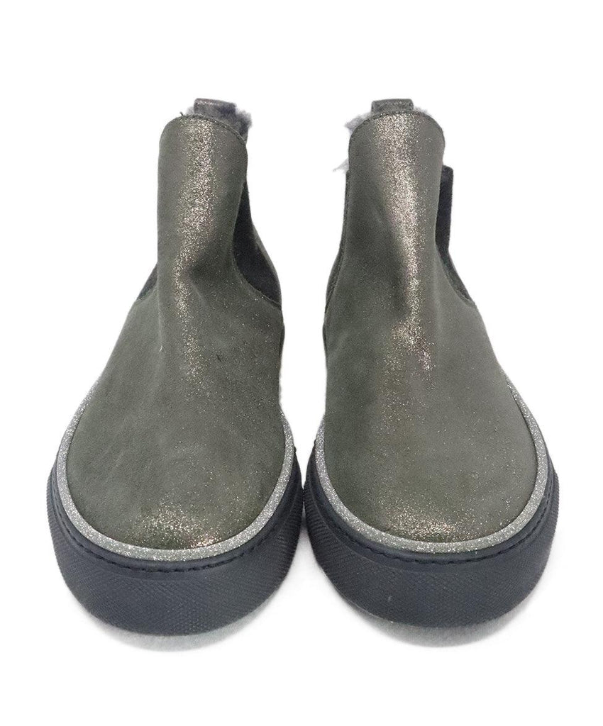 Brunello Cucinelli Bronze Leather & Fur Booties sz 7 - Michael's Consignment NYC