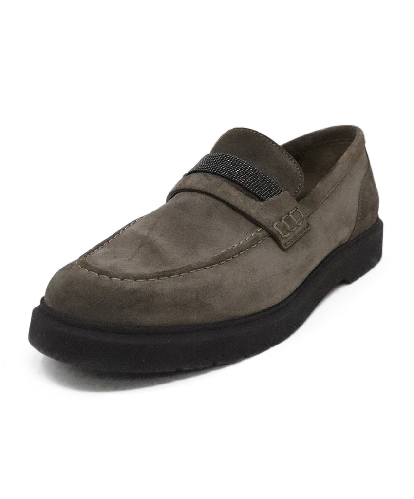 Brunello Cucinelli Brown Suede Beaded Loafers 