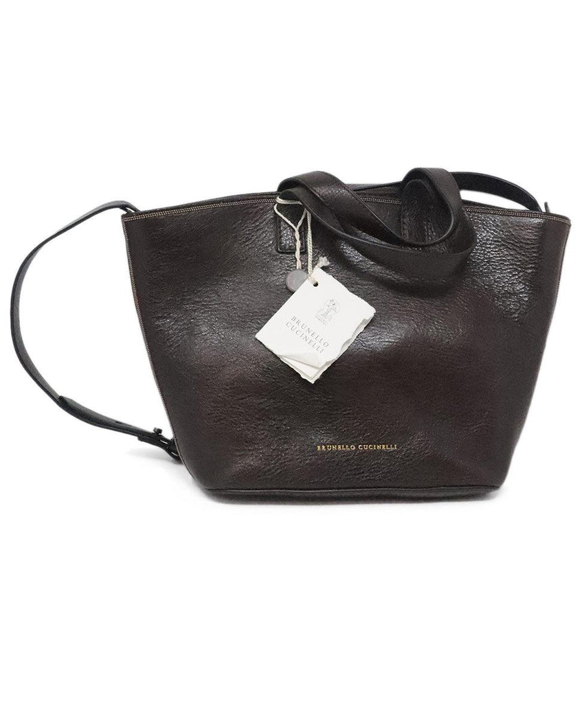 Brunello Cucinelli Brown Leather Crossbody - Michael's Consignment NYC
