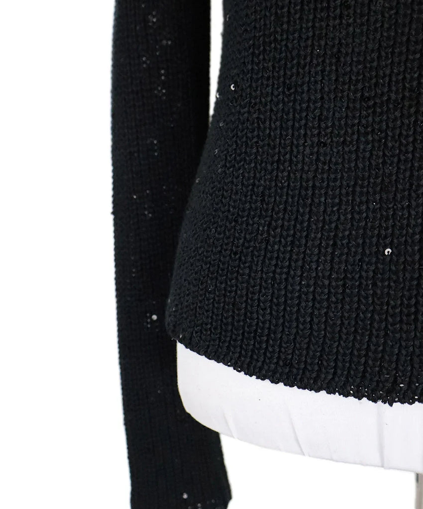 Brunello Cucinelli Black Sequin Cardigan sz 12 - Michael's Consignment NYC