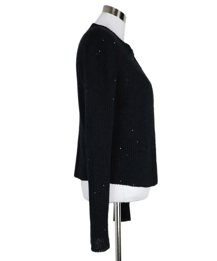 Brunello Cucinelli Black Sequin Cardigan sz 12 - Michael's Consignment NYC